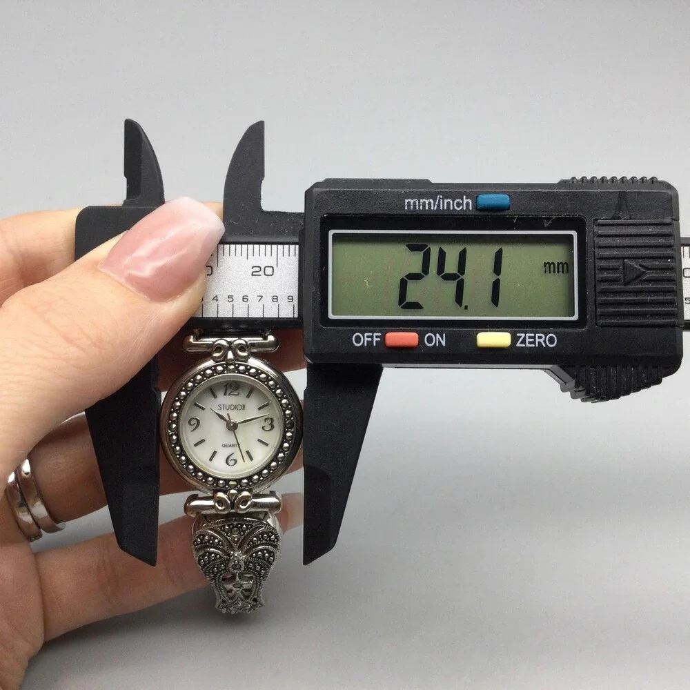 Studio Time Womens Watch 24mm Silver Tone Marcasite MOP Dial New Battery
